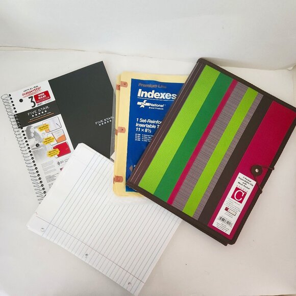 School Supplies: FiveStar 3-Subject Wide-Ruled Spiral,Paper,Dividers,File *Read* - Picture 1 of 15